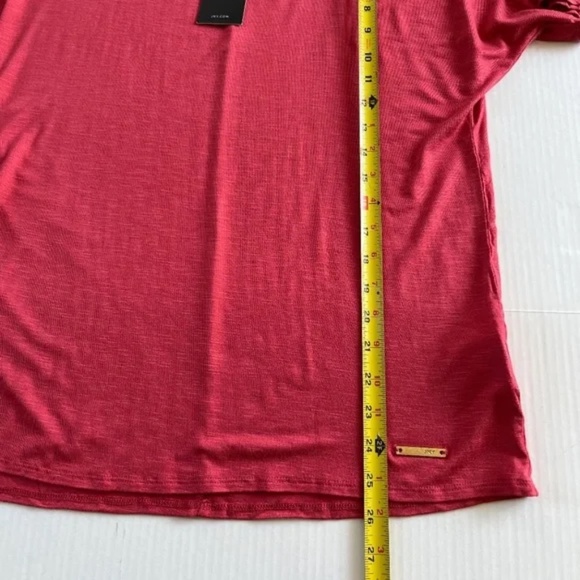 Jones New York Sz L Oversized Red Stretch Blouse Cutouts Shoulder Top - Picture 6 of 8